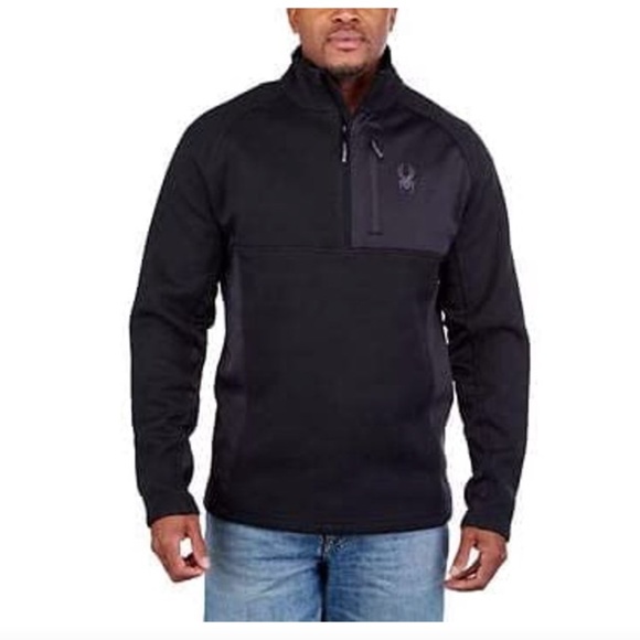 Spyder Mens Gait Half Zip Jacket Black - Picture 1 of 3